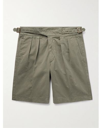 Rubinacci Manny Straight-leg Pleated Cotton Shorts - Green