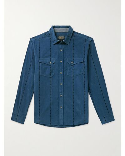 Pendleton Wyatt Hemd aus bedrucktem Baumwollcord - Blau