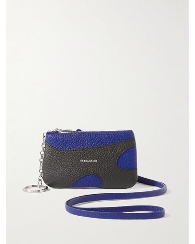 Ferragamo Portemonnaie aus vollnarbigem Leder mit Logoprint - Blau