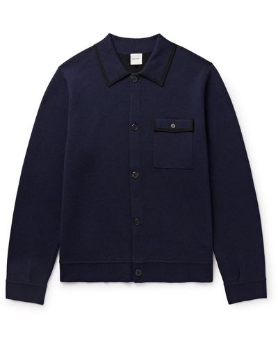Paul Smith Stretch Merino Wool And Cotton-blend Overshirt - Blue
