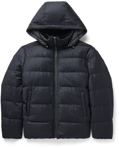 Yves Salomon Shearling-trimmed Quilted Virgin Wool And Silk-blend Hooded Down Coat - Blue