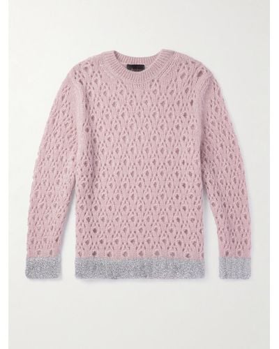 Simone Rocha Metallic-trimmed Open-knit Mohair-blend Jumper - Pink