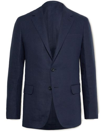 Kingsman Unconstructed Linen Suit Jacket - Blue