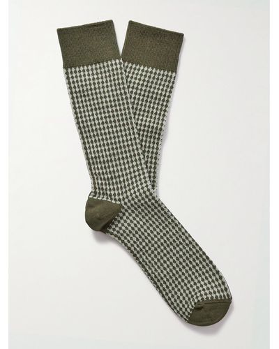MR P. Jacquard-knit Stretch Cotton-blend Socks - Green
