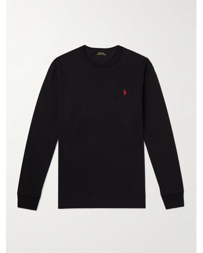 Polo Ralph Lauren Logo-embroidered Cotton-jersey T-shirt - Black