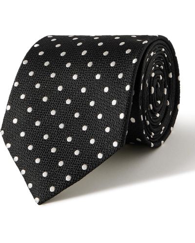 Favourbrook Pickwick 7.5cm Polka-dot Silk-jacquard Tie - Black