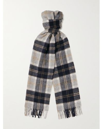 James Purdey & Sons Fringed Checked Cashmere Scarf - White