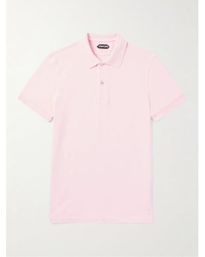 Tom Ford Schmal geschnittenes Polohemd aus Baumwoll-Piqué in Stückfärbung - Pink