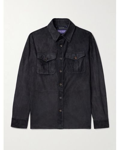 Ralph Lauren Purple Label Barron Suede Blouson Jacket - Blue