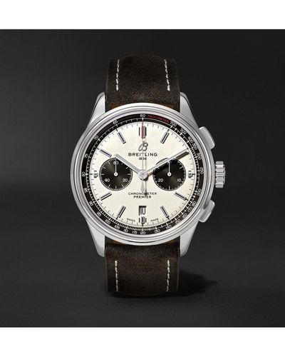 Breitling Premier B01 Automatic Chronograph 42mm Stainless Steel And Nubuck Watch - White