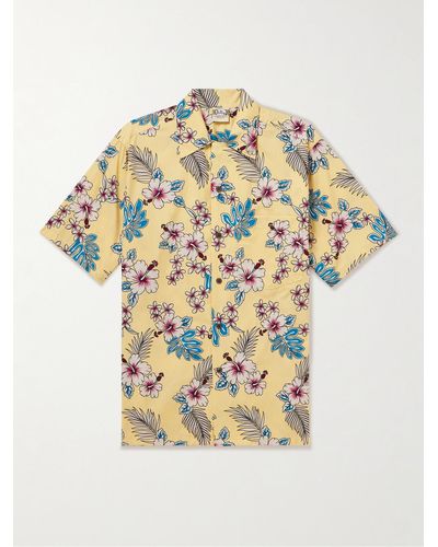 Go Barefoot Haole Hibiscus Convertible-collar Floral-print Cotton Shirt - Metallic