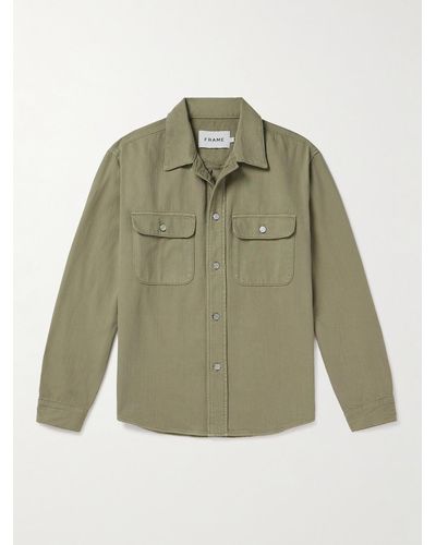 FRAME Cotton-terry Overshirt - Green