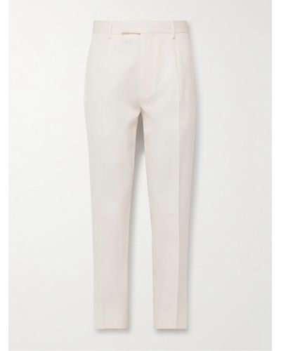 Zegna Slim-fit Pleated Cotton And Wool-blend Twill Pants - Natural