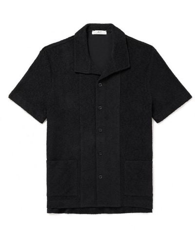MR P. Camp-collar Cotton-terry Shirt - Black