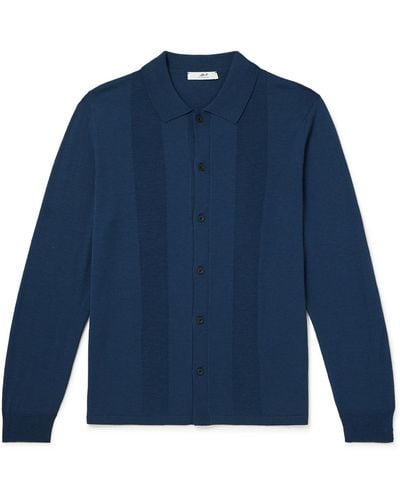 MR P. Merino Wool-jacquard Shirt - Blue