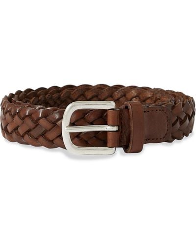 Anderson's 3cm Woven Leather Belt - Brown