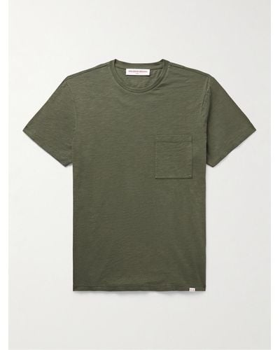 Orlebar Brown T-shirt slim-fit in jersey di cotone fiammato tinta in capo OB Classic - Verde