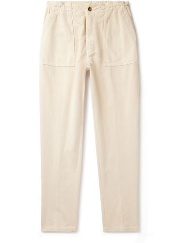 Altea Fatigue Tapered Garment-dyed Stretch-cotton Corduroy Drawstring Pants - Natural