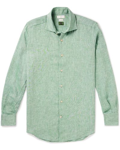 Incotex Slim-fit Linen Shirt - Green