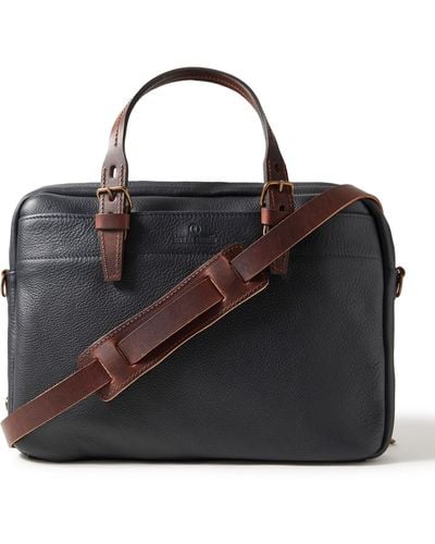 Bleu De Chauffe Folder Vegetable-tanned Full-grain Leather Messenger Bag - Black