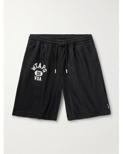 WTAPS Gerade geschnittene Shorts aus gebürstetem Mesh mit Logoprint - Schwarz