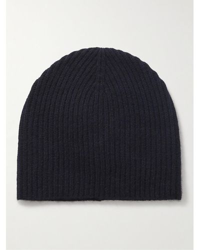 Allude Ribbed Cashmere Beanie - Blue