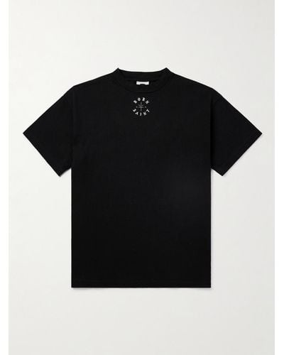 SAINT Mxxxxxx Born X Raised T-shirt in jersey di cotone ricamato con logo - Nero