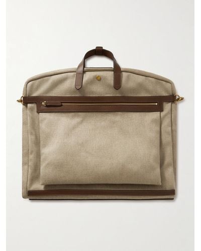 Mismo Leather-trimmed Herringbone Linen Suit Carrier - Natural