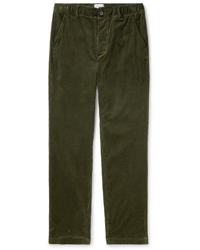 Oliver Spencer Hudson Straight-leg Cotton-corduroy Drawstring Pants - Green