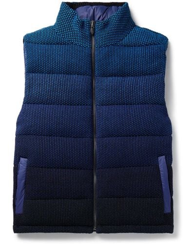 Missoni Quilted Degradé Shell-trimmed Waffle-knit Down Gilet - Blue