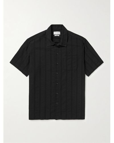 Oliver Spencer Riviera Organic Cotton-seersucker Shirt - Black