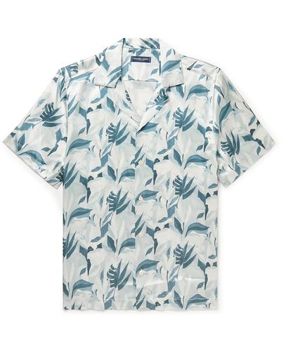 Frescobol Carioca Roberto Camp-collar Printed Silk Shirt - Blue