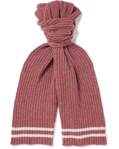 MR P. Striped Ribbed Donegal Merino Wool And Wool-blend Scarf - Red