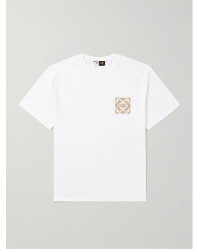 Loewe Paula's Ibiza T-Shirt aus Baumwoll-Jersey mit Logoapplikation - Weiß