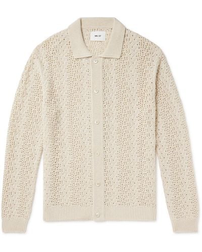 NN07 Vito 6371 Open-knit Cotton-blend Cardigan - White