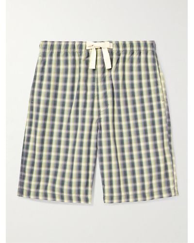 Nanamica Easy Straight-leg Checked Cotton-blend Drawstring Shorts - Green