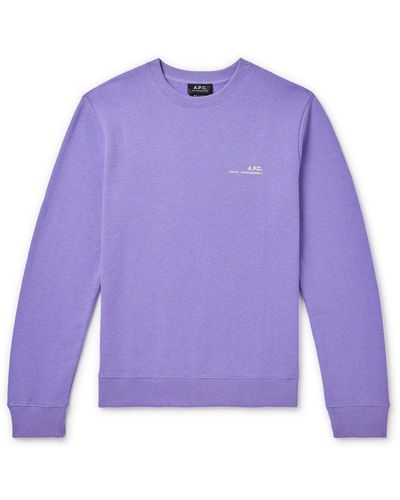 A.P.C. Logo-print Cotton-jersey Sweatshirt - Purple