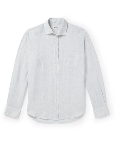 Hartford Paul Striped Linen Shirt - White