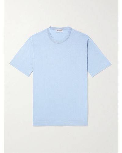John Smedley T-shirt slim-fit in cotone Sea Island Lorca - Blu