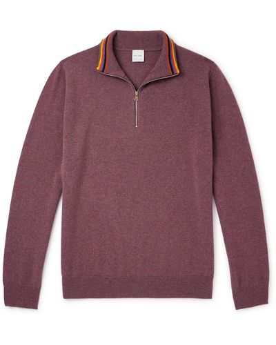 Paul Smith Cashmere Half-zip Sweater - Purple