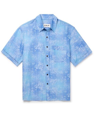 CDLP Printed Lyocell And Linen-blend Shirt - Blue