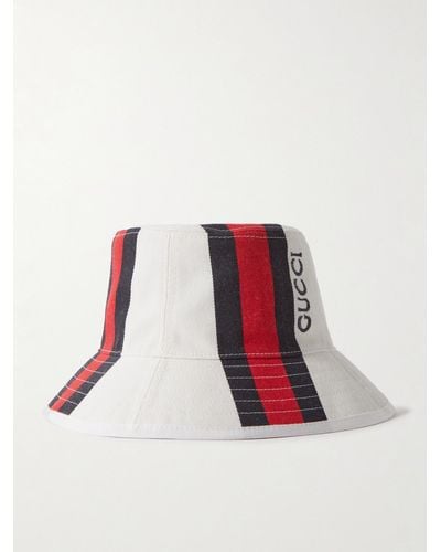 Gucci Logo-embroidered Striped Cotton-canvas Bucket Hat