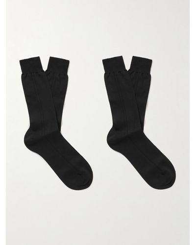 MR P. Socken aus Baumwolle in Rippstrick - Schwarz