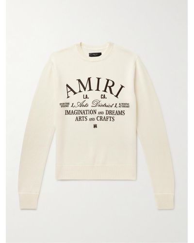 Amiri Slim-fit Logo-embroidered Wool Sweater - Natural