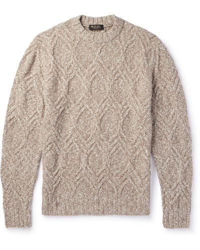 Loro Piana Mélange Cable-knit Wool And Cashmere-blend Sweater - White