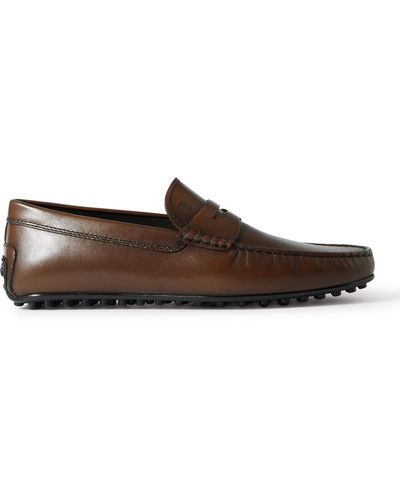Tod's City Gommino Leather Driving Shoes - Brown