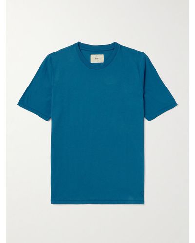 Folk Garment-dyed Cotton-jersey T-shirt - Blue