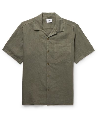 NN07 Julio 5029 Convertible-collar Linen Shirt - Green
