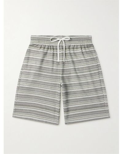 Missoni Straight-leg Striped Crochet-knit Drawstring Shorts - Grey