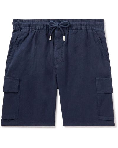 Vilebrequin Straight-leg Linen Drawstring Cargo Shorts - Blue